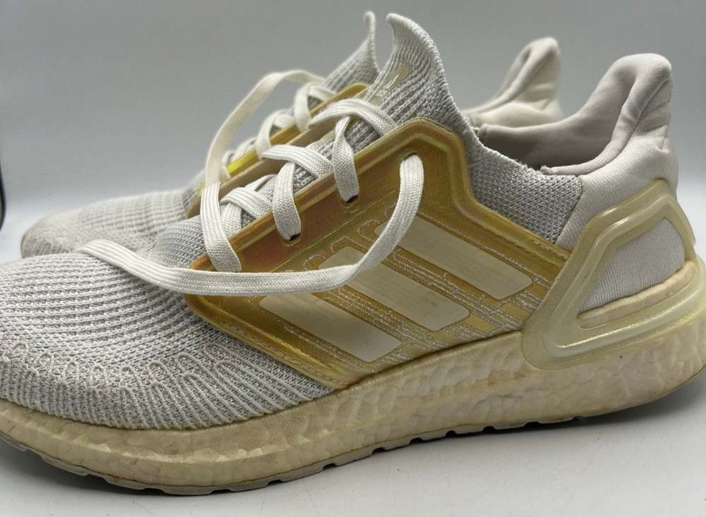 Adidas UltraBoost 2.0 Shoes Mens 8.5 Off White Gold Running Sneakers